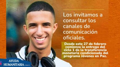 Jóvenes en Colombia recibiendo subsidio Jóvenes en Paz